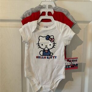 BRAND NEW! HELLO KITTY ONESIES! Sanrio onesie set of three!! Super cute!